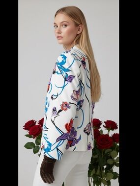 Emilio Pucci Floral Blazer in White & Purple